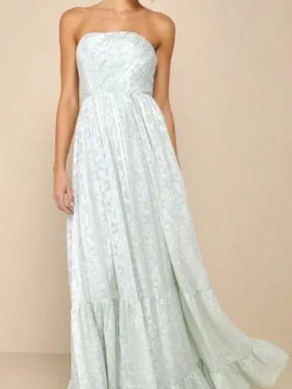 Lulus Sage Green Strapless Formal Dress